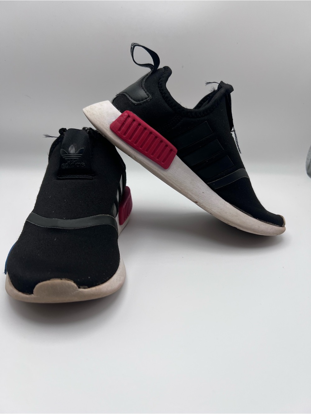 adidas NMB Kids Black Slip-On Sneakers with Blue & Red Midsole Accent - Picture 5 of 9